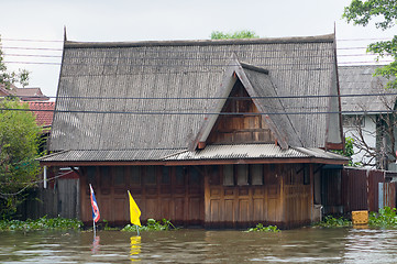 Image showing Flooded teak house in Bangkok, Thailand