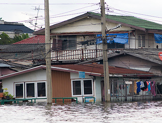 Image showing Flooded houses in Bangkok, Thailand