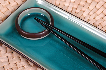 Image showing Plate, dipping bowl and chop sticks 2