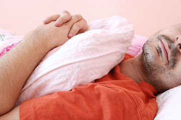 Image showing Portrait of a young man sleeping.