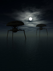 Image showing Alien Tripods In Ocean