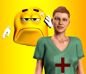 Image showing Nurse And Hurt Cartoon Man