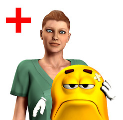 Image showing Nurse And Hurt Cartoon Man