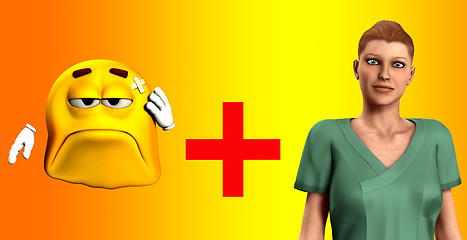 Image showing Nurse And Hurt Cartoon Man