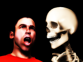 Image showing Scared Man And Skull