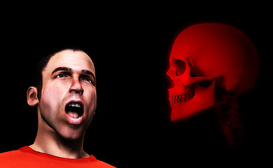 Image showing Scared Man And Skull