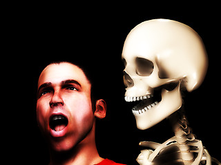 Image showing Scared Man And Skull