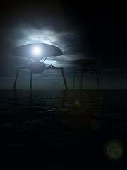 Image showing Alien Tripods In Ocean