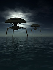 Image showing Alien Tripods In Ocean