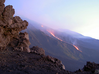 Image showing Etna volcano having an eruption