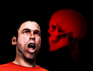 Image showing Scared Man And Skull