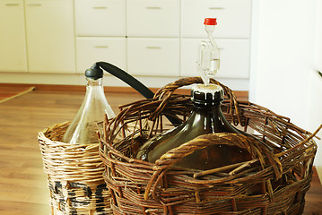 Image showing bottles of homemade wine 