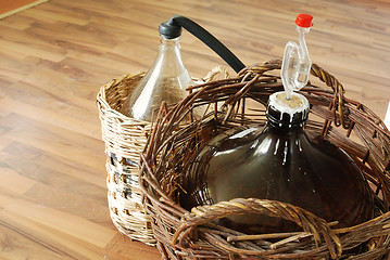 Image showing bottles of homemade wine 