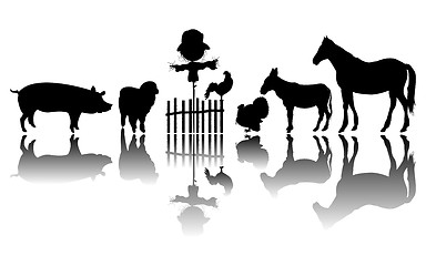 Image showing Farm animals silhouettes