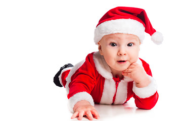 Image showing little cute baby gnome in red