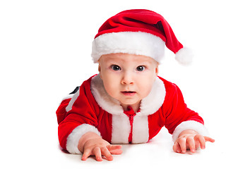 Image showing little cute baby gnome in red