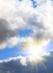 Image showing sky background with sun beams
