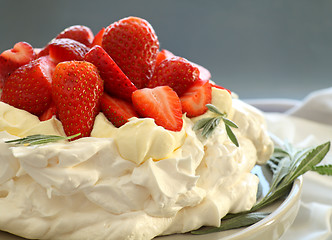 Image showing Strawberry Pavlova