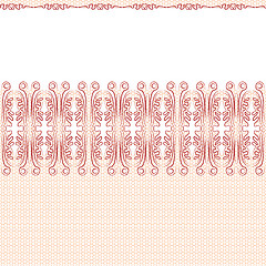 Image showing Vector seamless background. Red lace on a white background.