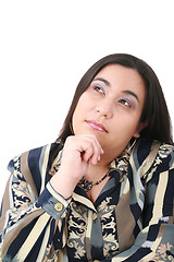 Image showing Portrait of young beautiful business woman looking contemplative