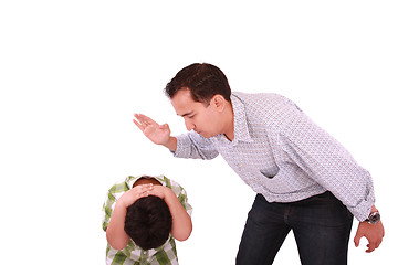 Image showing Dad scolding his son, father with son isolated on white 