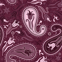 Image showing Purple repeating floral pattern