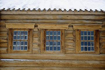 Image showing three windows in an old house