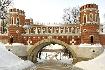 Image showing Figured bridge in Tsaritsyno , Moscow.