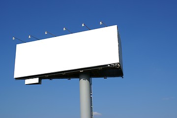Image showing Blank billboard with blue skies 