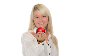 Image showing Young girl with apple