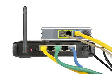 Image showing Wireless router and internet phone adapter