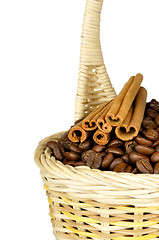 Image showing coffee beans and spices in the basket