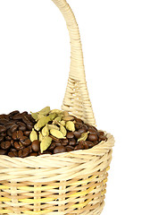 Image showing Coffee and cardamom in a basket