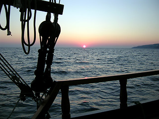 Image showing sunset from a boat