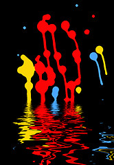 Image showing bright blots on a black mirrored in the water