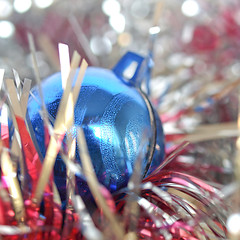 Image showing Bauble and tinsel