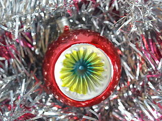 Image showing Bauble and tinsel