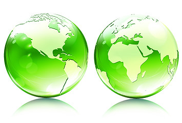 Image showing glossy earth map globes