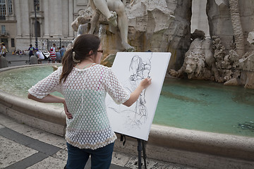 Image showing Artist making sketch