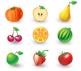 Image showing Set of fruit objects