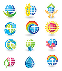 Image showing Set of globe design icons