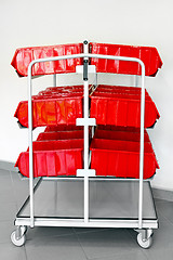 Image showing Red inventory trolley