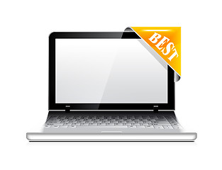 Image showing Vector laptop with sticker icon