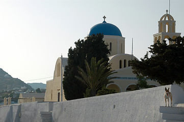 Image showing greek church with dog