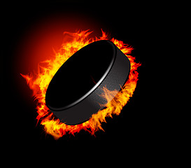 Image showing Hockey Puck in Fire