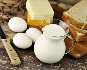 Image showing dairy products and Fresh eggs