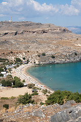 Image showing Lindos Beach, Rhodes, Greece