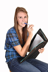 Image showing Teen girl thinking.