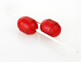 Image showing two red  lollipops