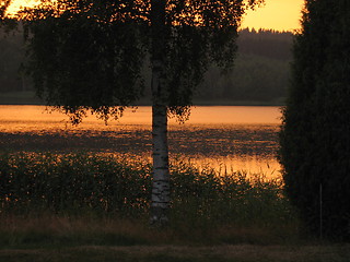 Image showing sunset by a lake